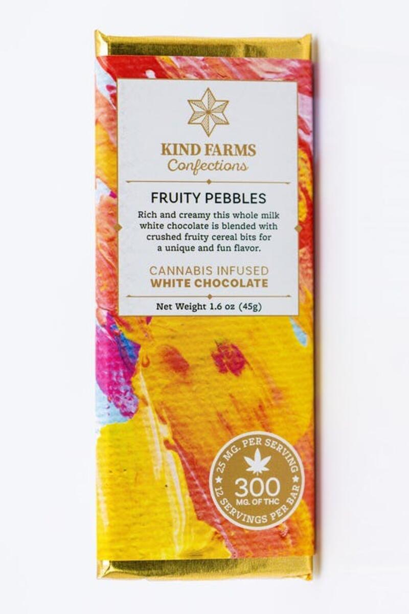 Fruity Pebbles.White Chocolate Bar. 300mg Full Spectrum -Kind Farms Confections