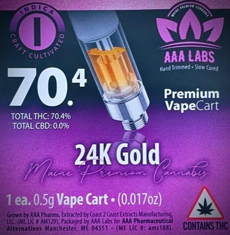 24 KT Gold Vape Cartridge