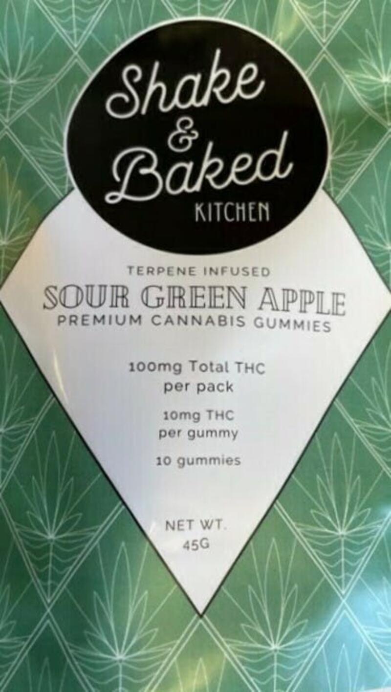 100mg Sour Green Apple Gummies - by Shake & Baked Kitchen