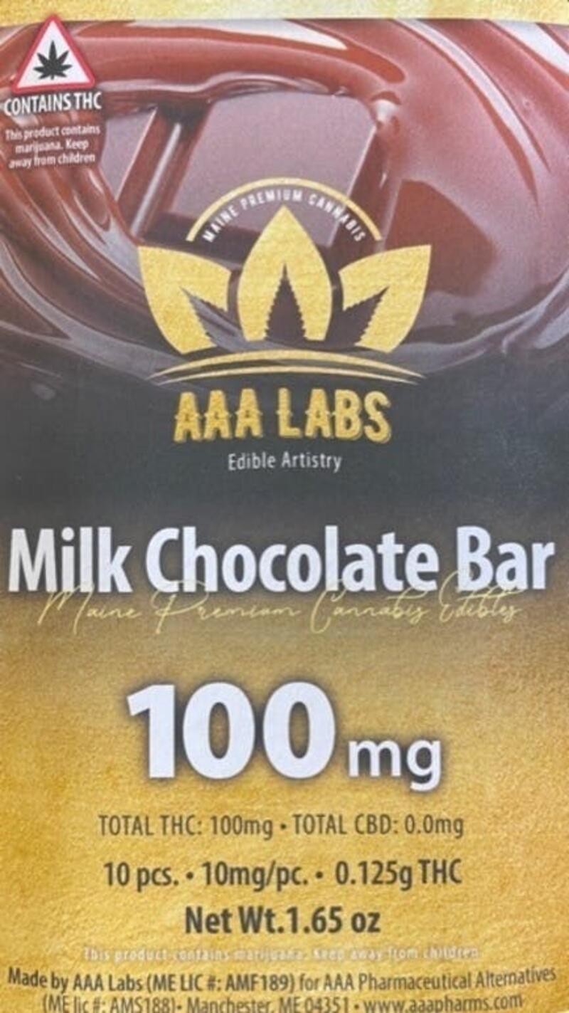 Milk Chocolate Bar - 100mg THC