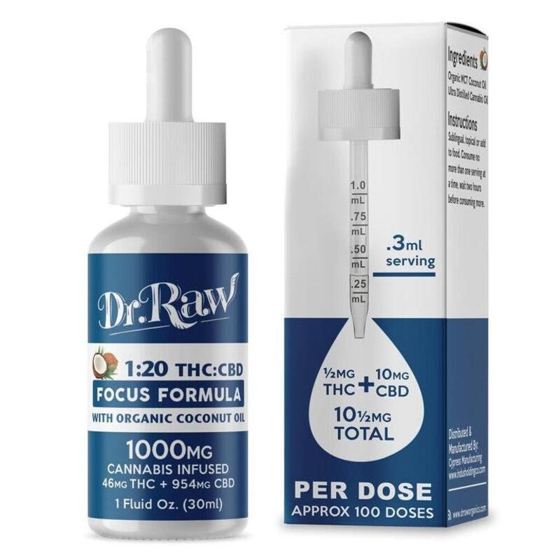 Dr Raw Organics Focus 1000mg CBD Formula 30ml