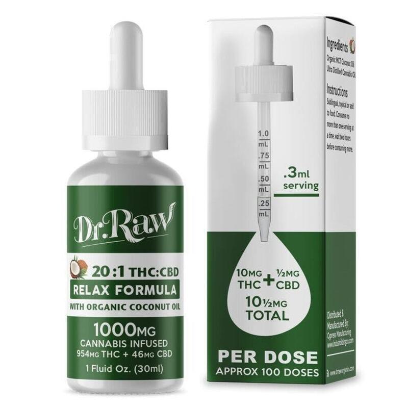 Dr Raw Organics Relax 1000MG THC 20:1 THC/CBD