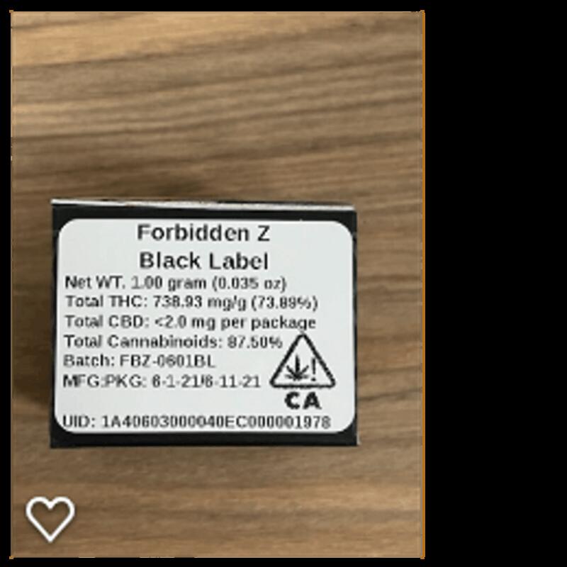 Beezle 1g Forbidden Z Black Label Live Resin 74%