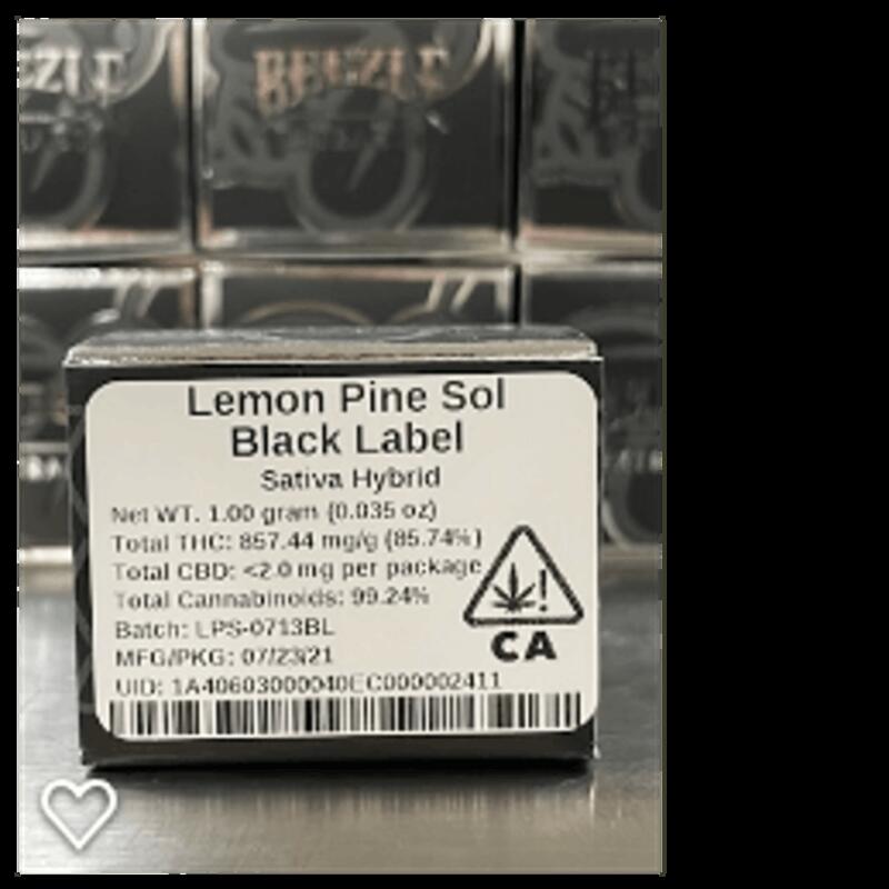 Beezle 1g Lemon Pine Sol Black Label Live Resin 85.74