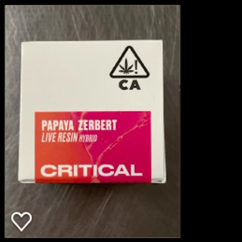 Critical 1g Papaya Zerbert Live Resin 71.04%