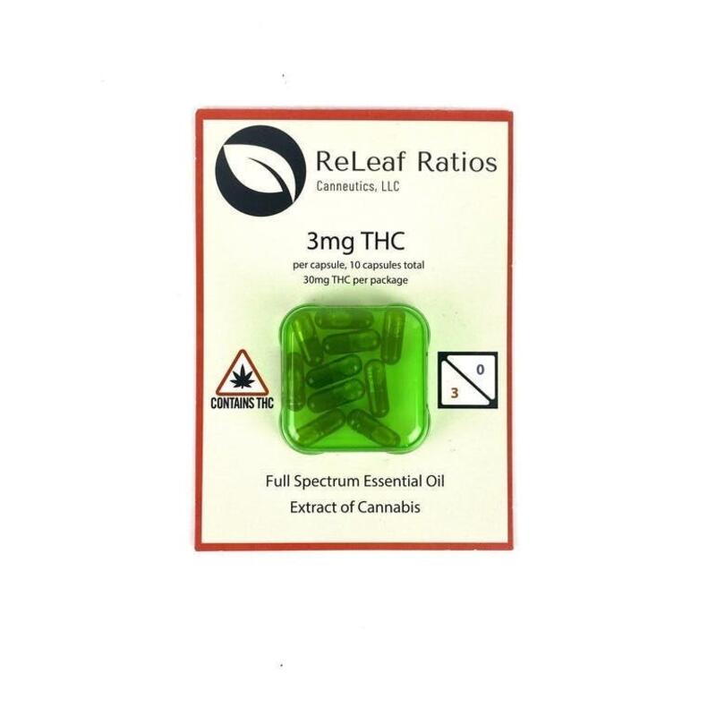 Releaf Ratios 3mg THC Capsules