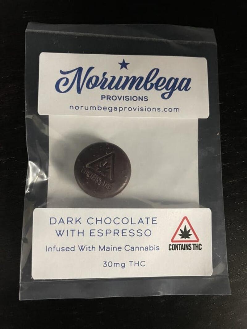 10mg Dark Chocolate with Expresso Single by Norumbega Provisions