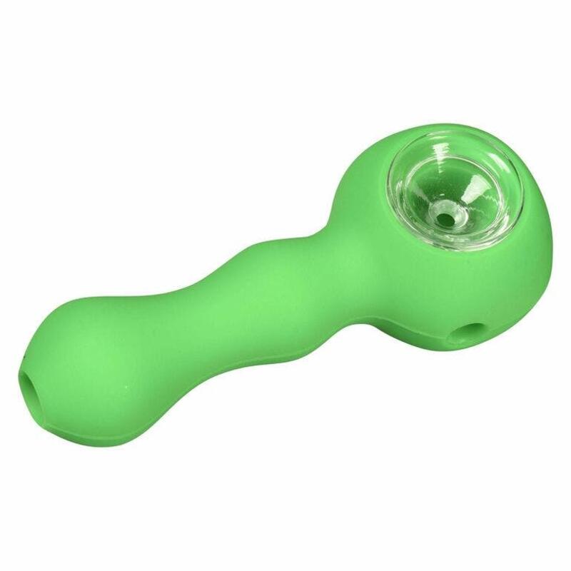 Pipe- Green Silicon Pipe with cover - Silicone Classic Style Pipe with Lid Bongs, Pipes and Rigs