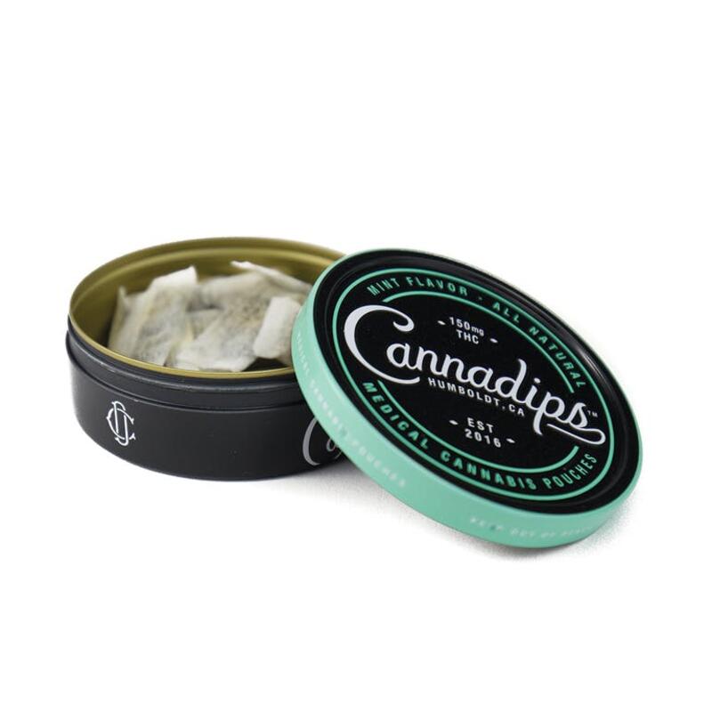 Cannadips Mint Pouches (THC), 150mg Tins
