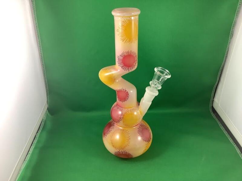 9" Colour Explosion Bong Yellow Red Accent