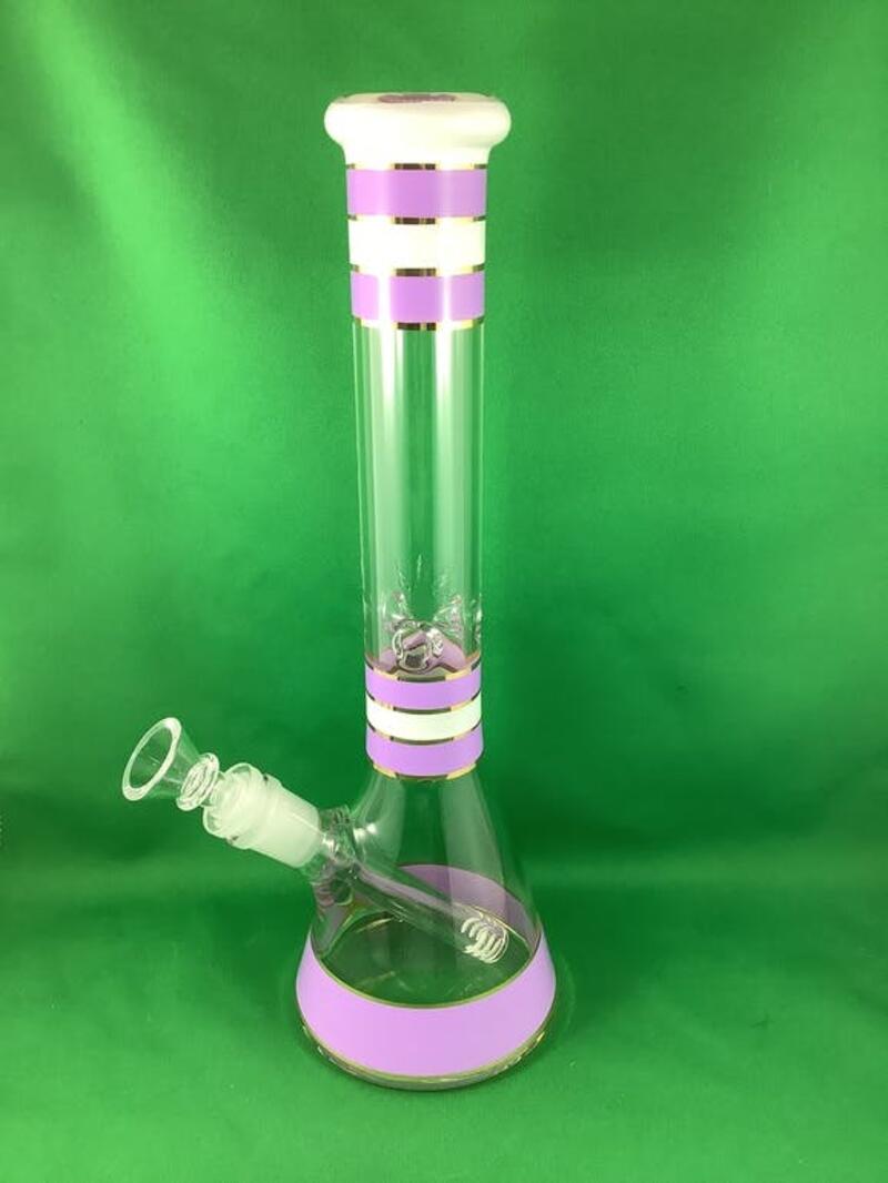 12" Bong w Pink & White Accent