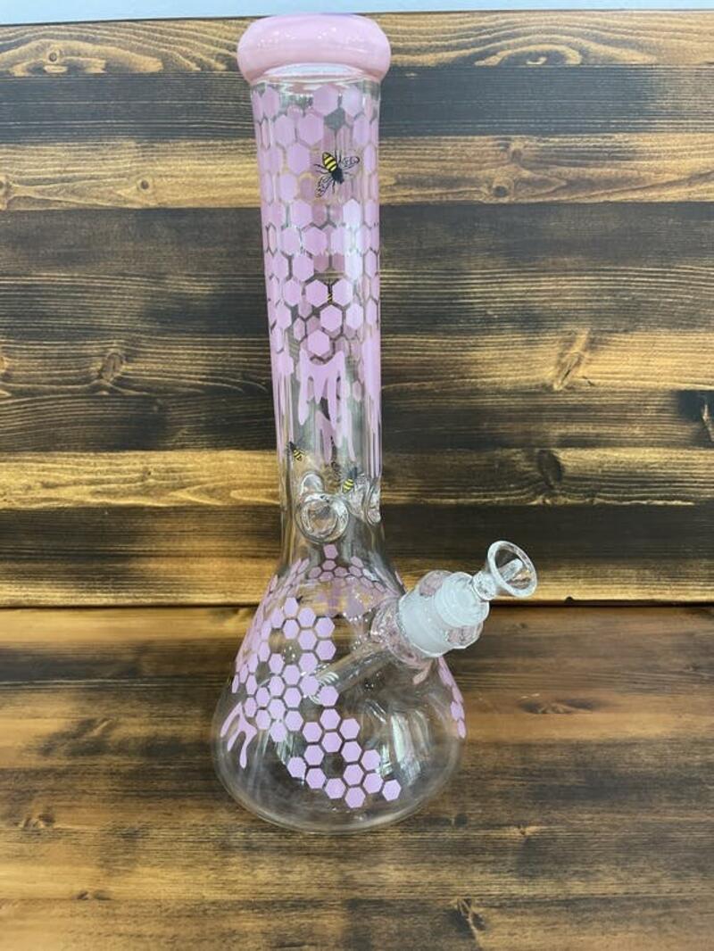 18 inch pink slime bumblebee glass beaker bong