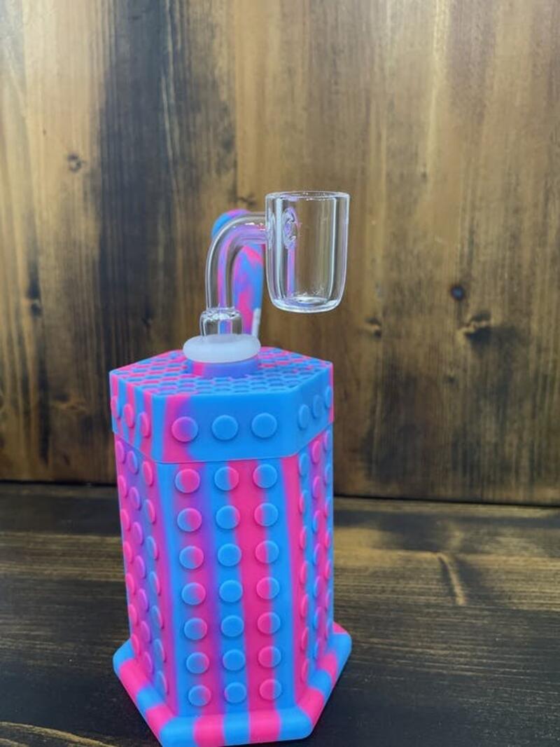 6" Silicone Dab Rig (With Quartz Banger) (Purple and Blue)
