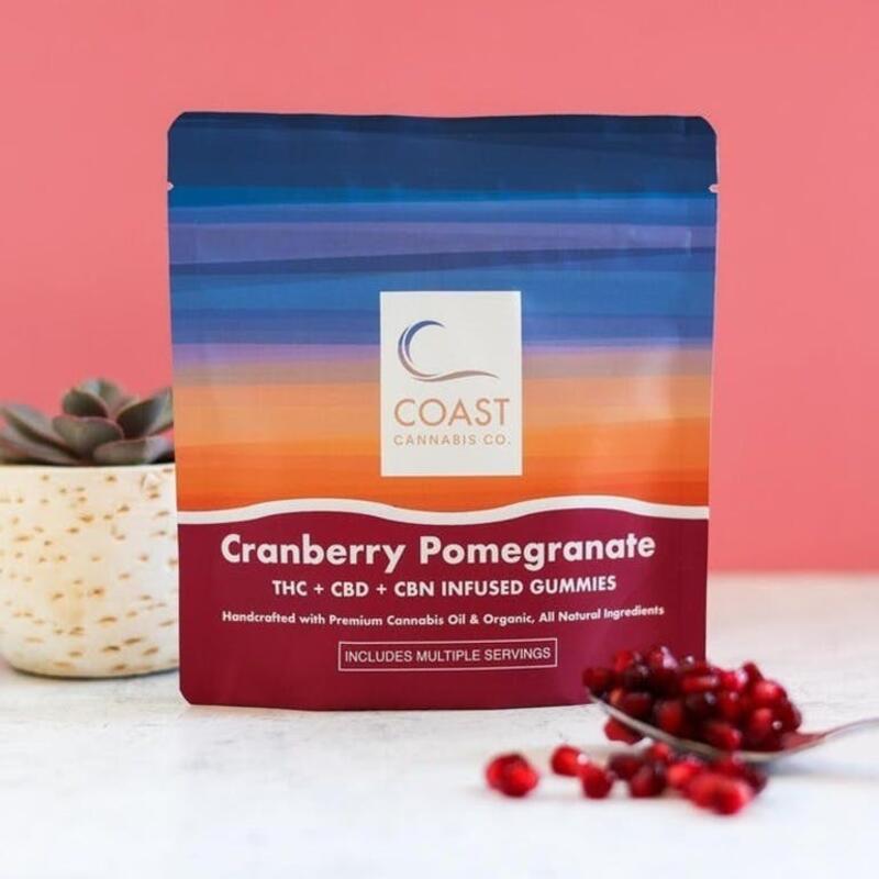Coast Cannabis Co. - Gummies 100mg 20pk - Cranberry Pomegranate 1:1:1