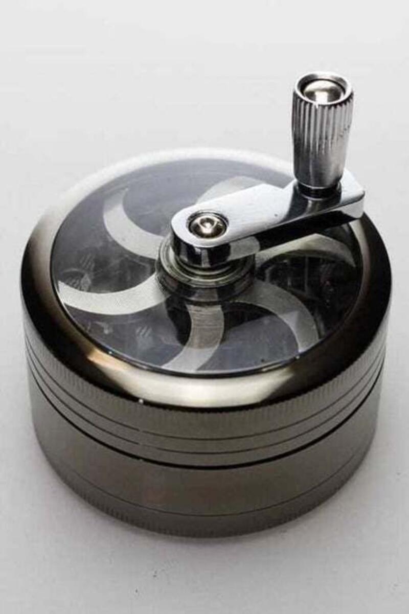 3 parts aluminium herb grinder with handle - Silver