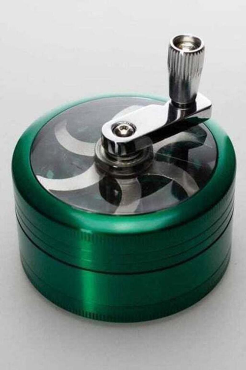 3 parts aluminium herb grinder with handle - Green