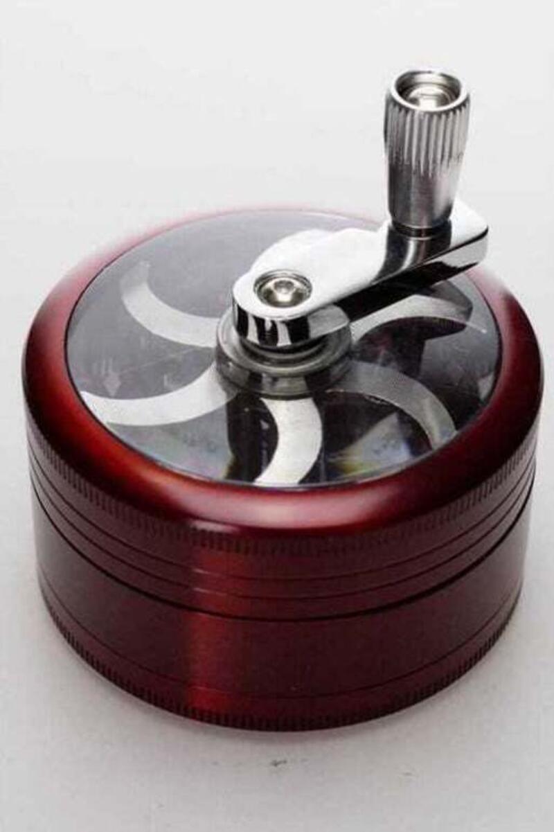 3 parts aluminium herb grinder with handle - Red