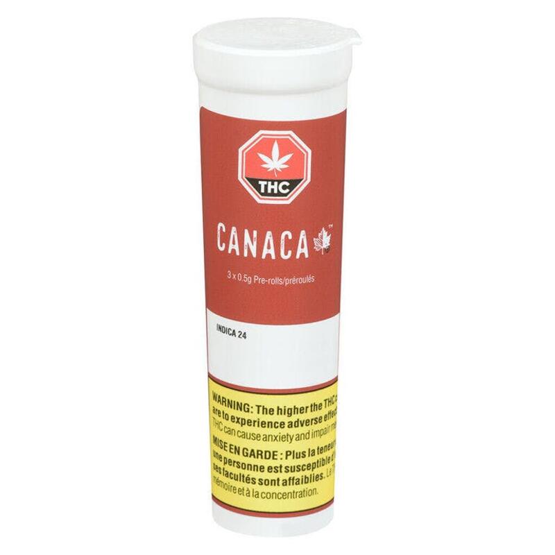 Canaca Indica 24 Pre-Roll 3 x 0.5g Pre-Rolled - Indica 24 Pre-Roll 3x0.5g Pre-Rolled