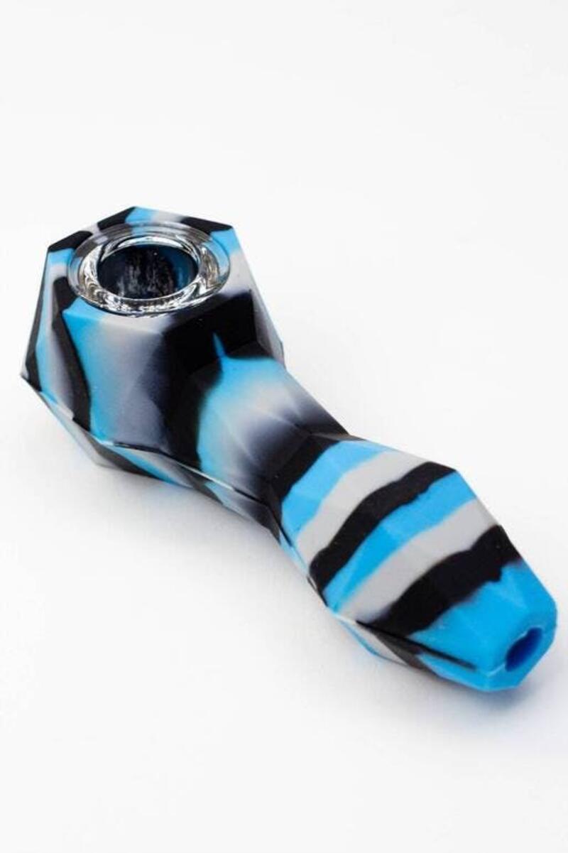 Multi colored Silicone hand pipe - BLUE BLACK - Multi colored Silicone hand pipe - BLUE BLACK