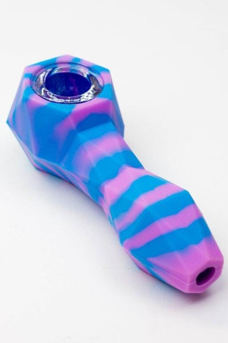 Multi colored Silicone hand pipe - PINK BLUE - Multi colored Silicone hand pipe - PINK BLUE