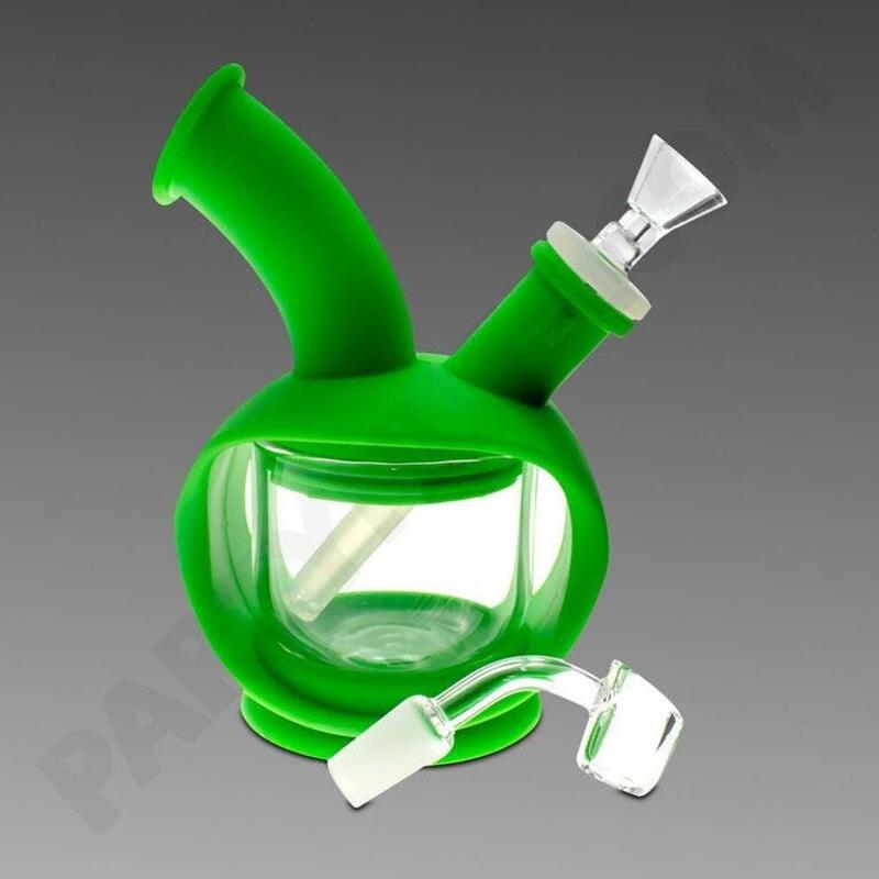 Ooze Kettle Silicone Glass Water Pipe & Dab Rig - Green