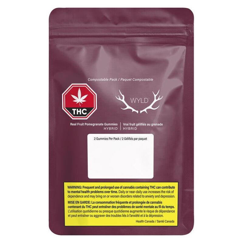 Pomegranate Soft Chew (Wylde) - Real Fruit Pomegranate Soft Chews 1:1 THC:CBD 2 Pack Soft Chews