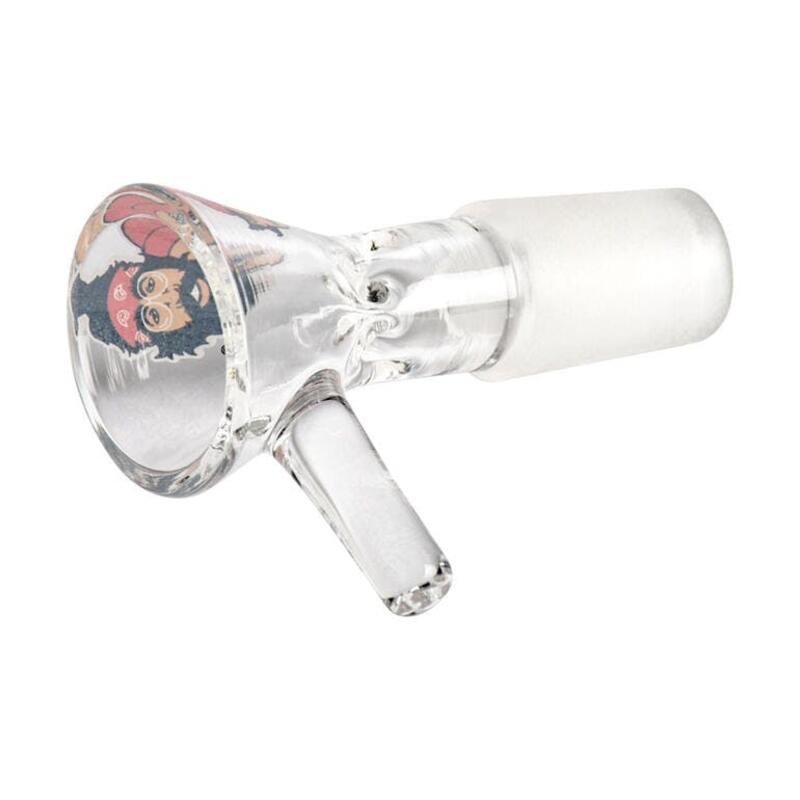 Cheech & Chong Glass 14mm Clear Pull-Out W/Red Accent Heads Logo