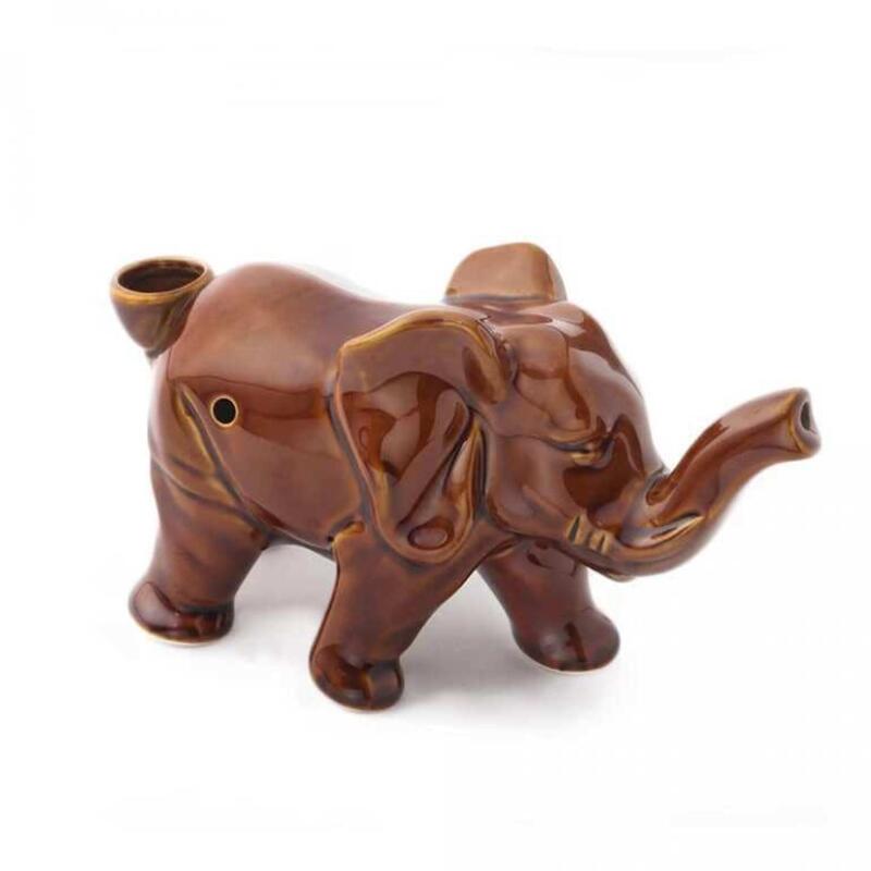 Elephant Ceramic Pipe - Sienna Brown