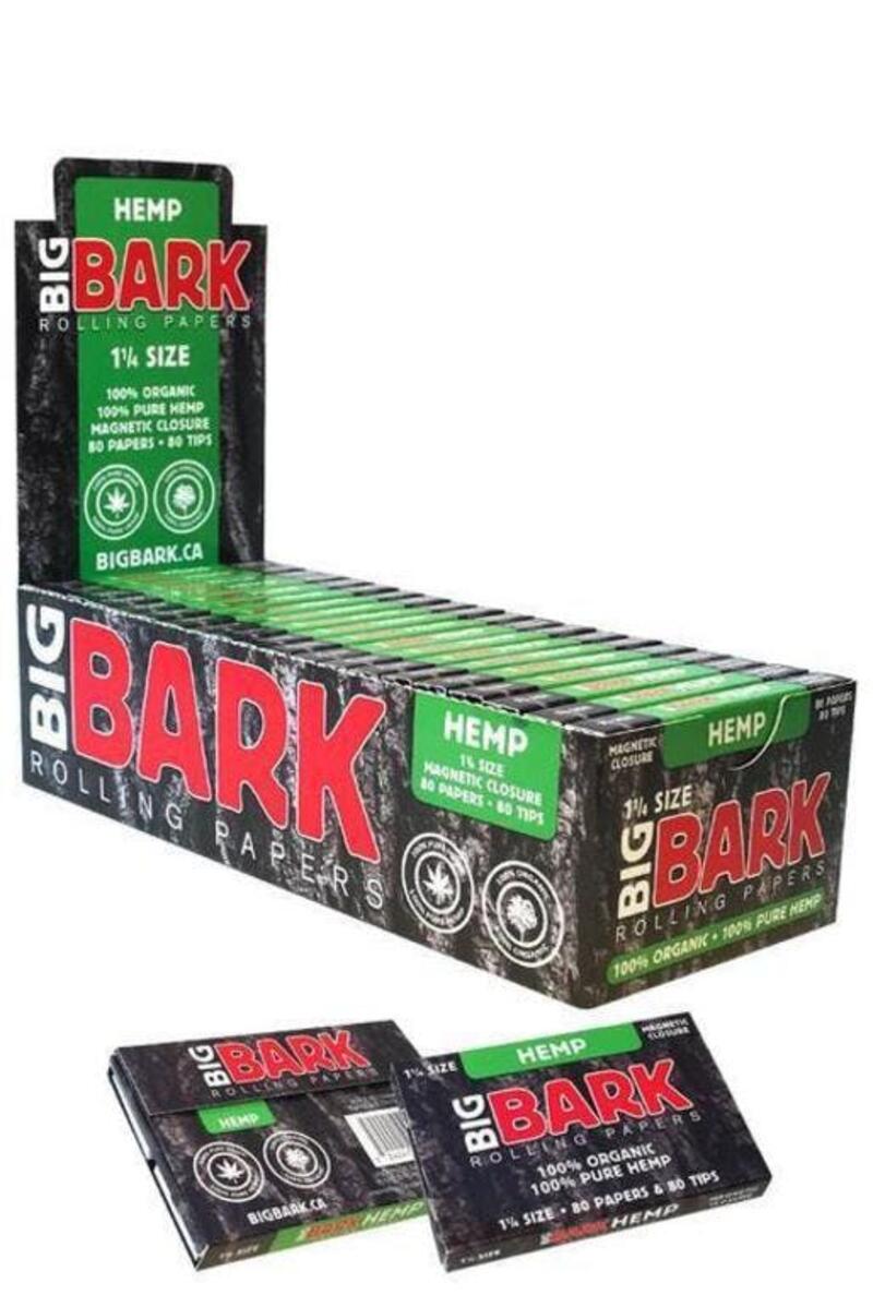 BigBark Organic Hemp Rolling Papers With Magnetic Strip and Tips
