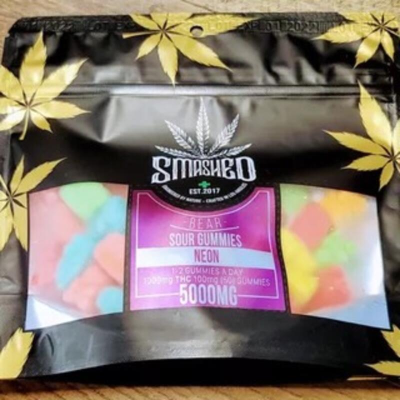 Neon Sour Bears 5000mg bag 100 mg per piece