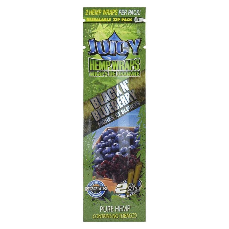 Juicy Hemp Wraps - Black n' Blueberry Hemp Wraps 2 Sheets Rolling Papers, Cones and Filters