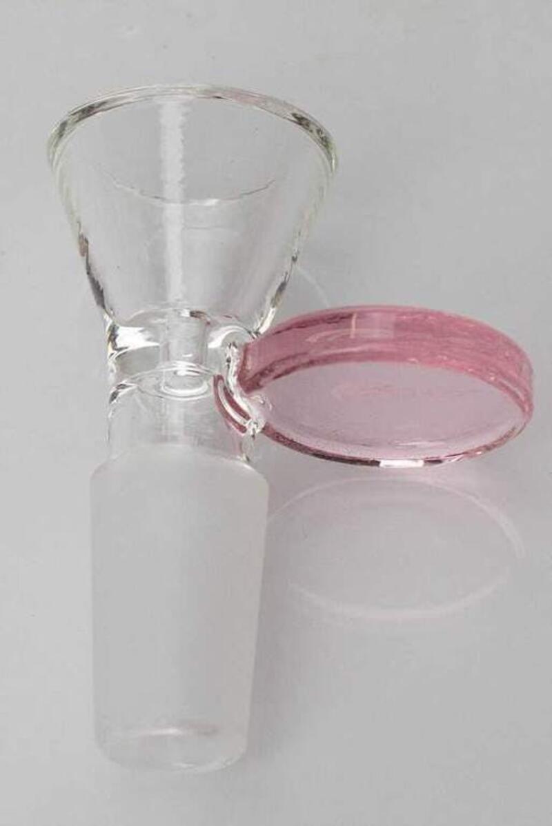 14mm Glass Bowl w/Round Handle - Clear/Pink