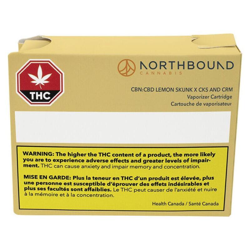 CBN:CBD Lemon Skunk X CKS & CRM 510 Thread Cartridge - Northbound Cannabis - 1g