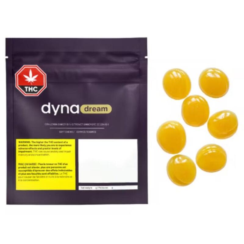 DynaDream | CBN Lemon Ginger Soft Chews | 7 x 20mg CBD+2mg CBN