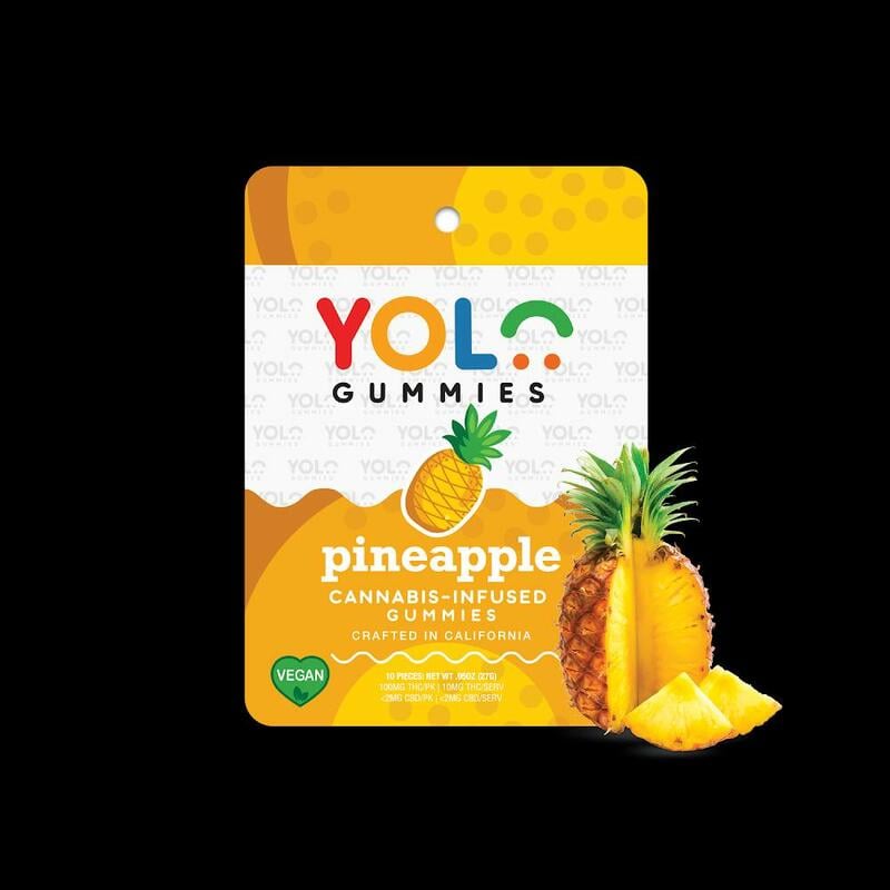 Yolo Pineapple Gummies 10mg per piece 100 mg per bag