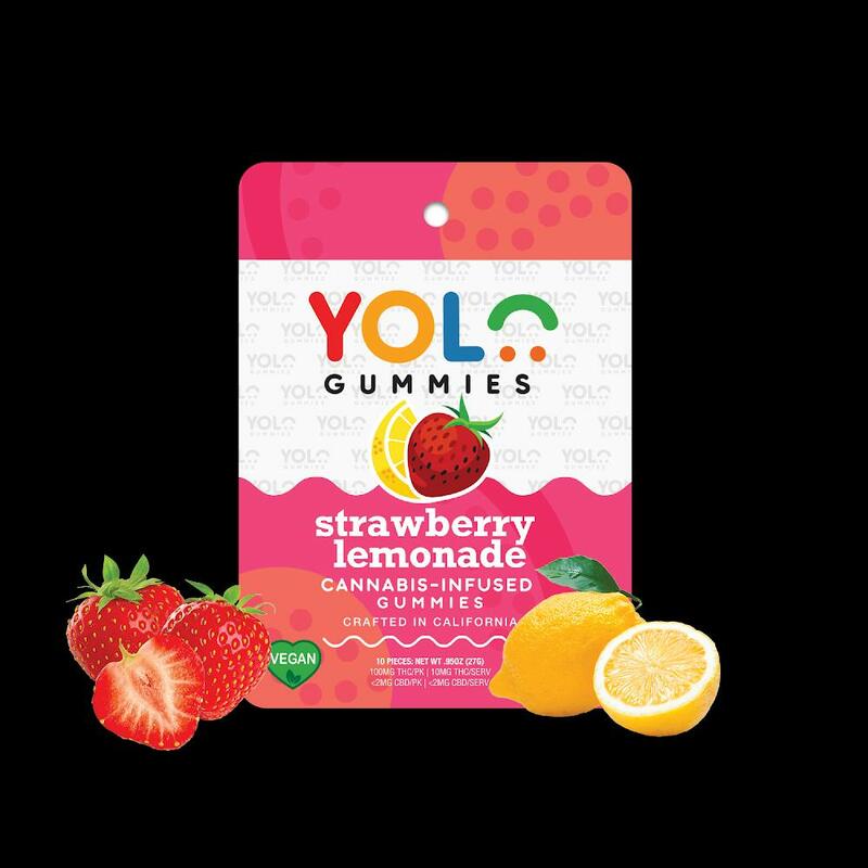 Yolo Strawberry Lemonade Gummies 10mg per pc. Sativa Dominant