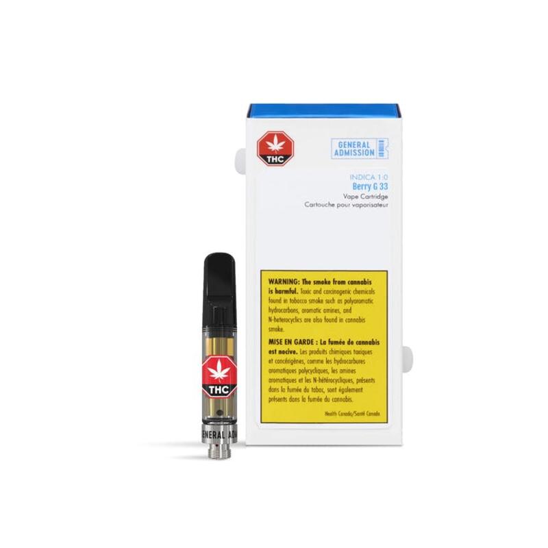 General Admission - BERRY G33 INDICA VAPE CARTRIDGE 0.95 Indica - 1x0.95g