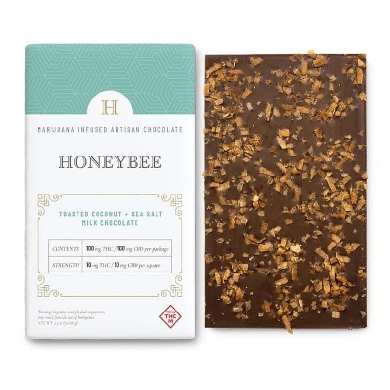 Honeybee Toasted Coconut & Sea Salt Milk Chocolate Bar 1:1 THC:CBD