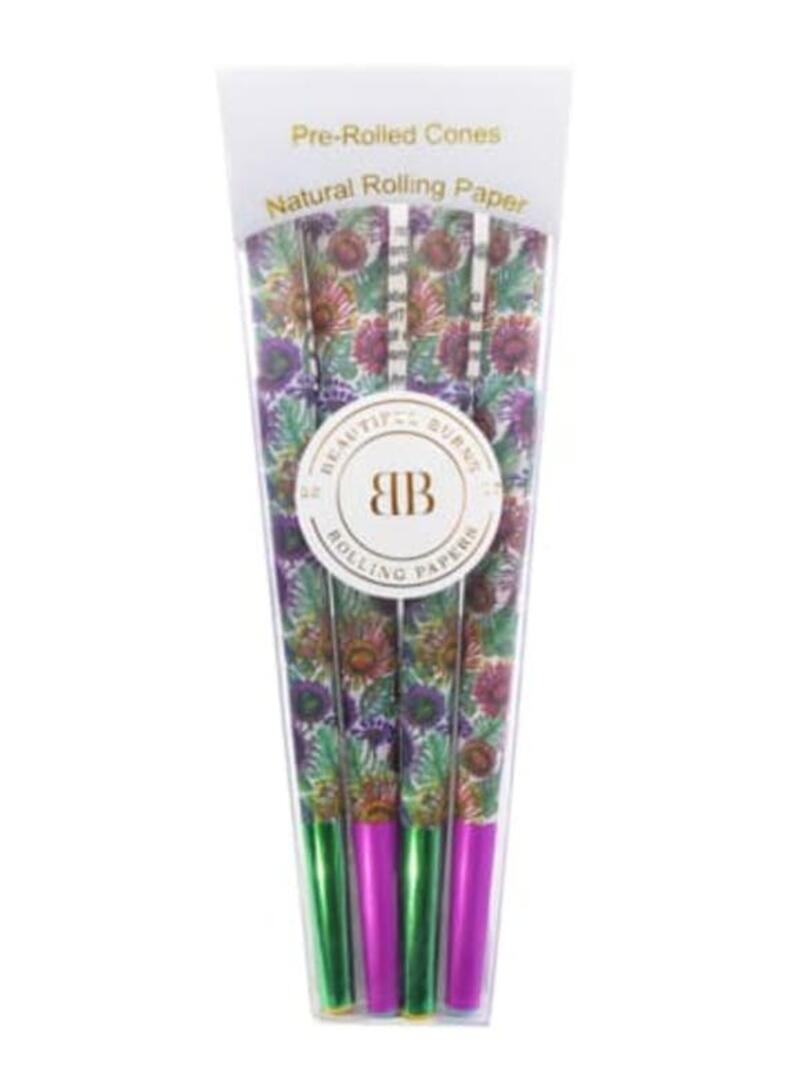 Beautiful Burns Cones - 8 packs - BB Purple and Green Flower Cones