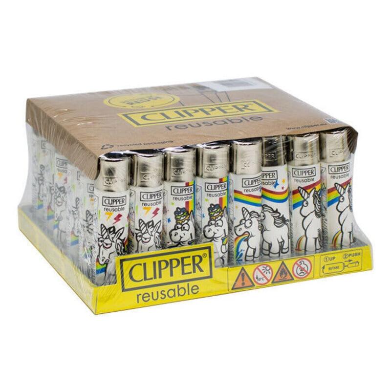 Clipper White Unicorn Lighter