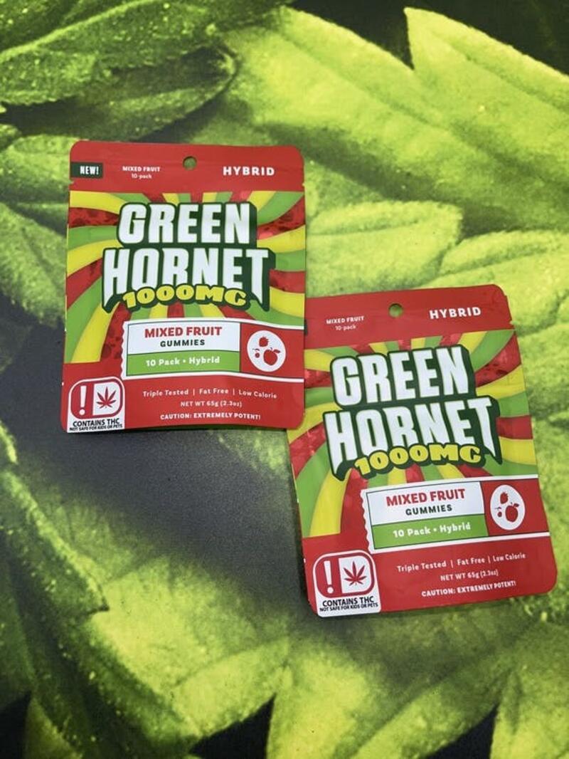 Green Hornet Hybrid Gummies 1000mg- Mixed Fruit