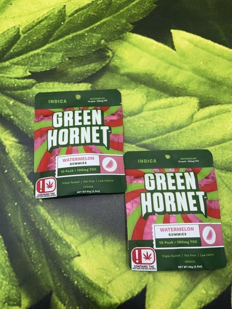 Green Hornet Indica Gummies 100mg - Watermelon