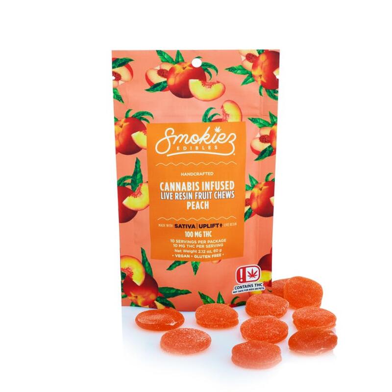 Peach Sativa 100mg Live Resin Fruit Chews - OK