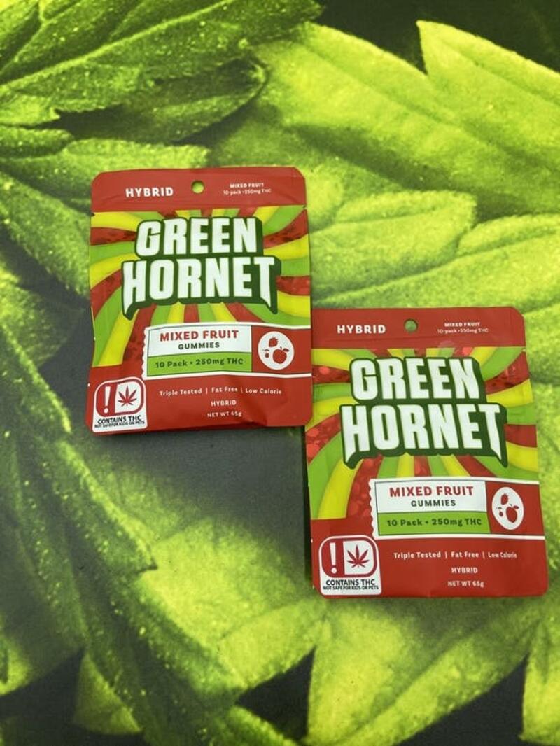 Green Hornet Hybrid Gummies 250mg- Mixed Fruit