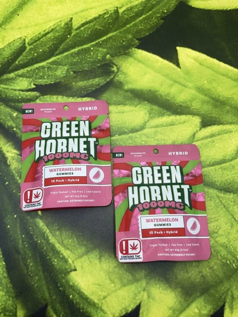 Green Hornet Hybrid Gummies 1000mg- Watermelon