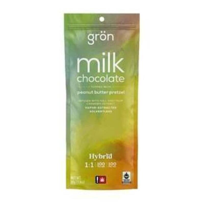 1:1 Milk Chocolate w/ Peanut Butter Pretzel - Hybrid (50mg CBD/50mg THC) | Grön (REC)