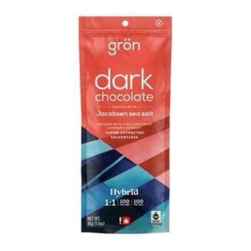 1:1 Dark Chocolate w/ Sea Salt - Hybrid (50mg CBD/50mg THC) | Grön (REC)
