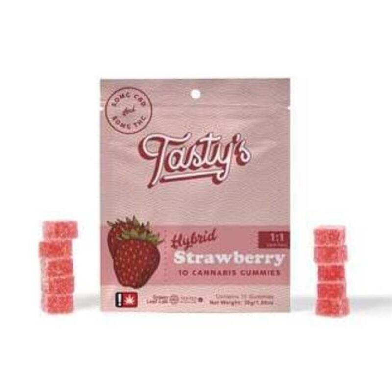 1:1 Strawberry [10pk] (50mg CBD/50mg THC) | Tasty's (REC)