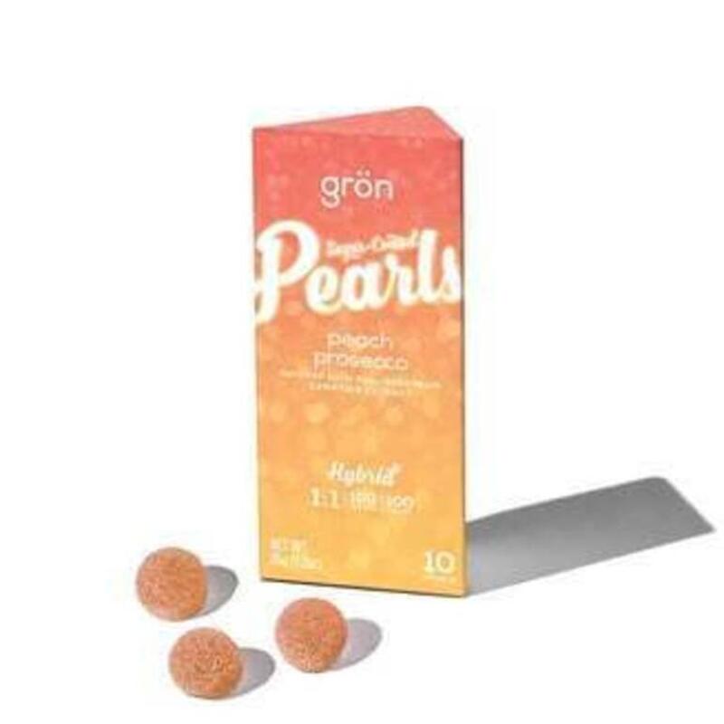 1:1 Peach Prosecco Pearls - Hybrid (100mg CBD / 100mg THC) | Grön (REC)