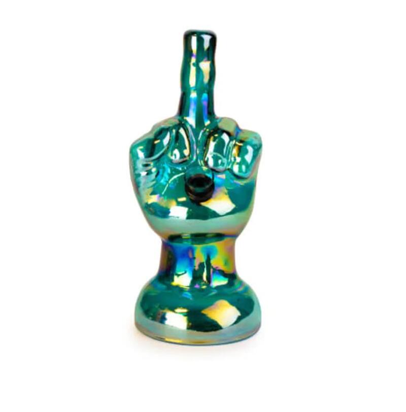 Retro Glass | 8” Platinum Metallic “Flippin the bird” Water Pipe